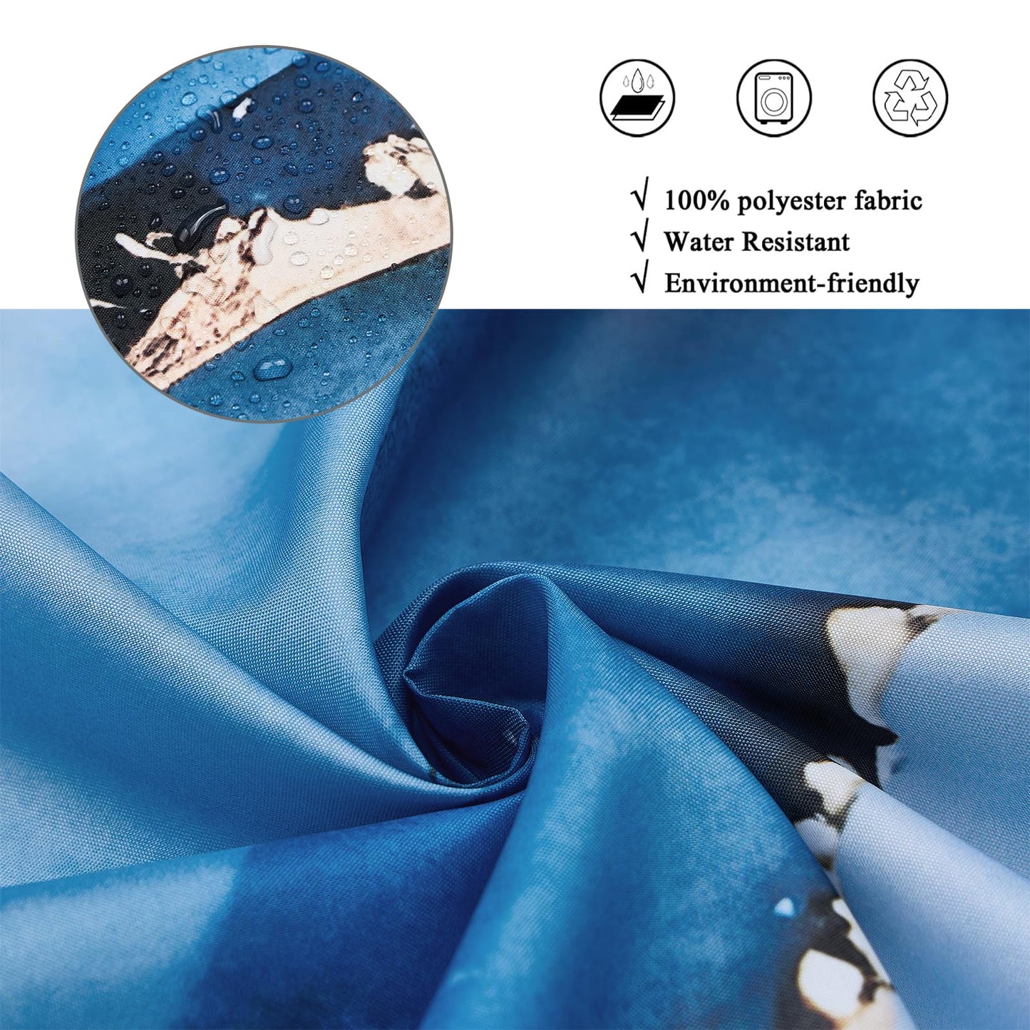 GCIREC Shower Curtain, 180x180cm, Blue Ombre Modern Abstract Art Marble Waterproof Fabric Machine Washable Bathroom Curtain with Hooks