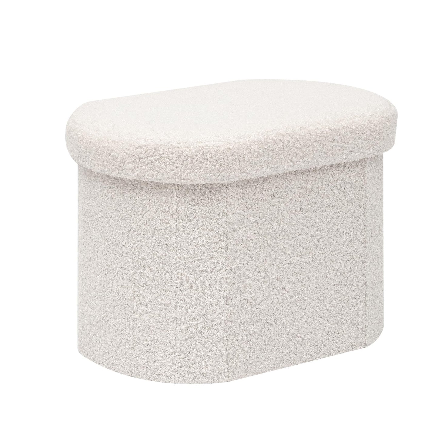 Bonlife Small Ottoman Storage Stool, Folding Boucle Footstool with Lid,41cm