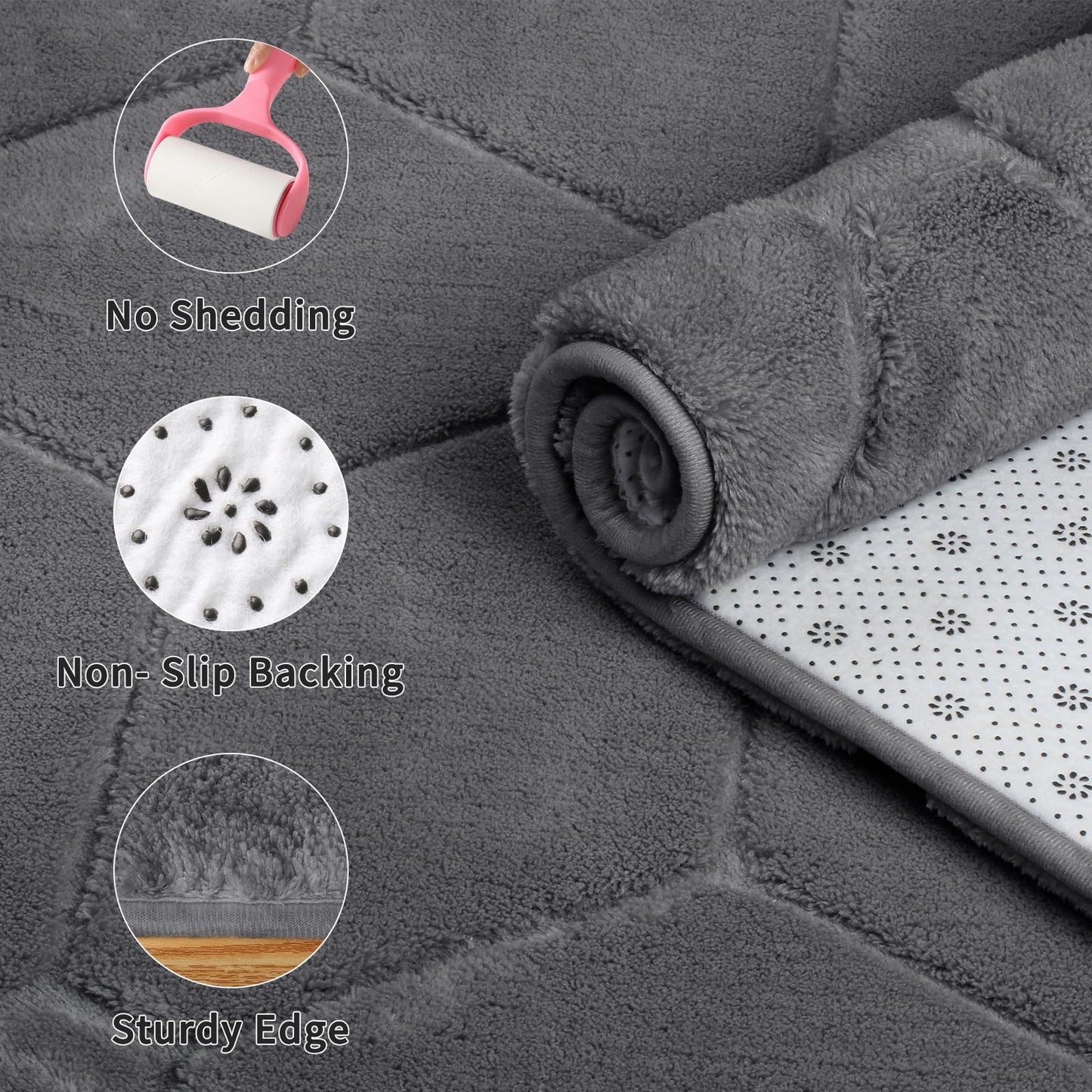 Sour Lemon Rugs Living Room 200x290, 3D Grey Area Rugs for Bedroom, Extra Large Rugs for living room, Machine Washable Anti Slip Fluffy Rug Shaggy Rug