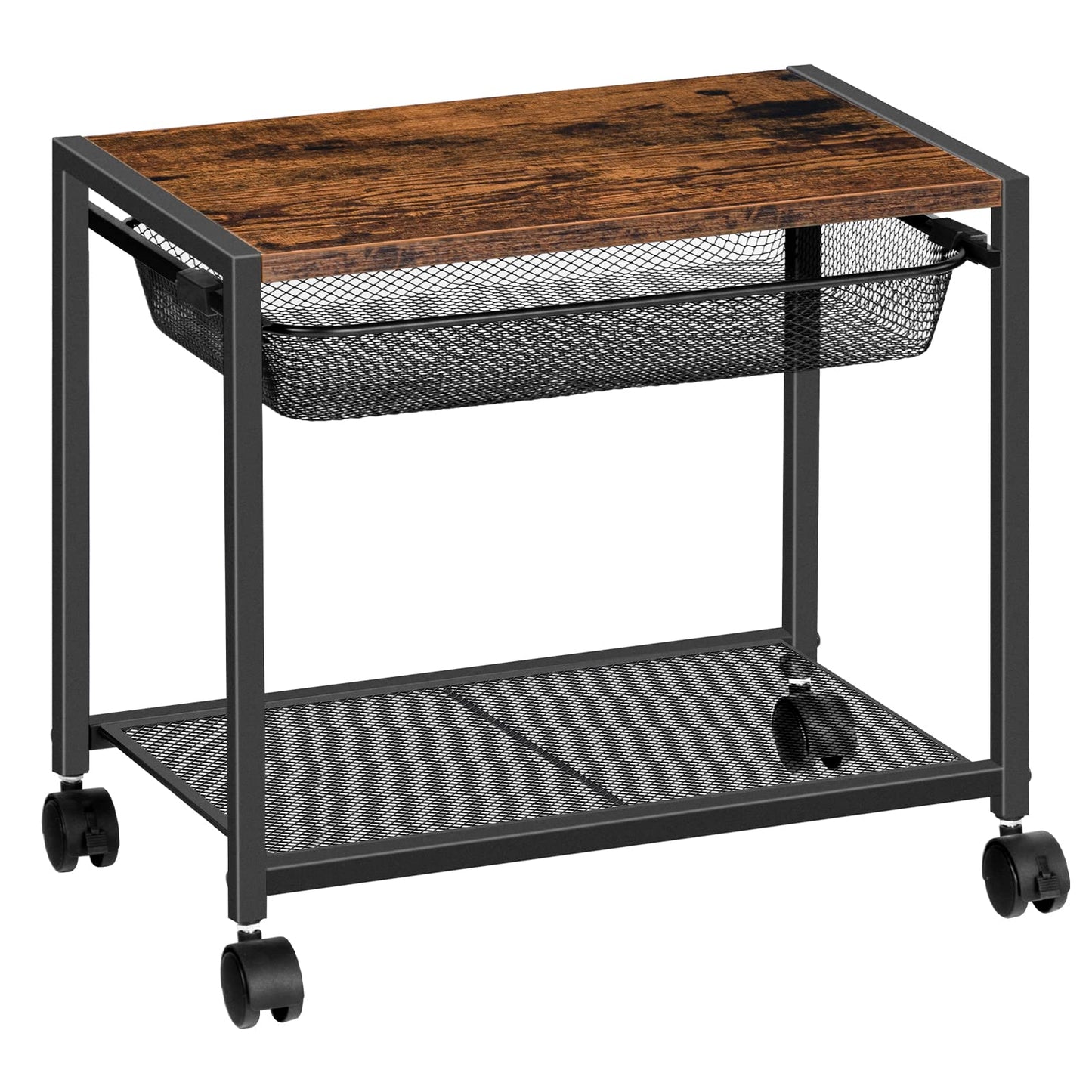 HOOBRO Printer Stand, 2-Tier Printer Table with 4 Removable Casters, Under Desk Storage Cart on Wheels