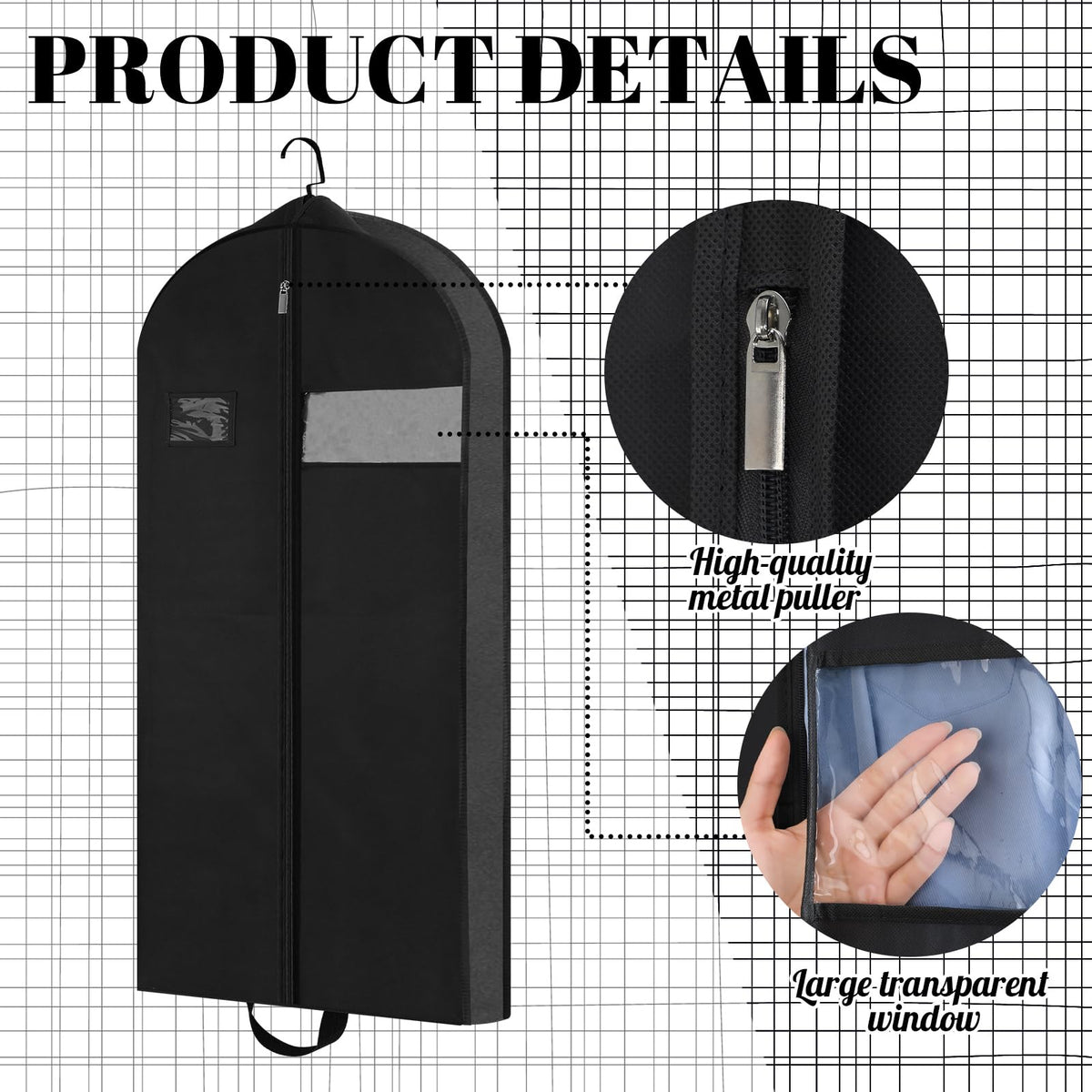 GSrenyu 60" Dress Bags Covers Long Garment Bags for Storage and Travel