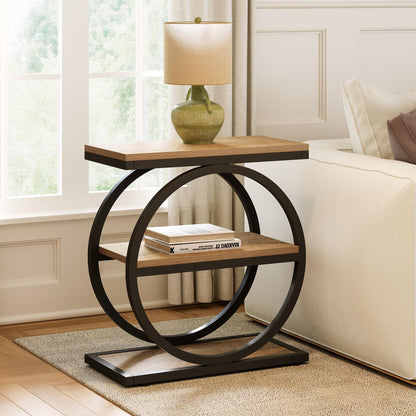LITTLE TREE 3-Tier End Table, Side Table with Storage Shelves, Small Sofa Side Table for Living Room