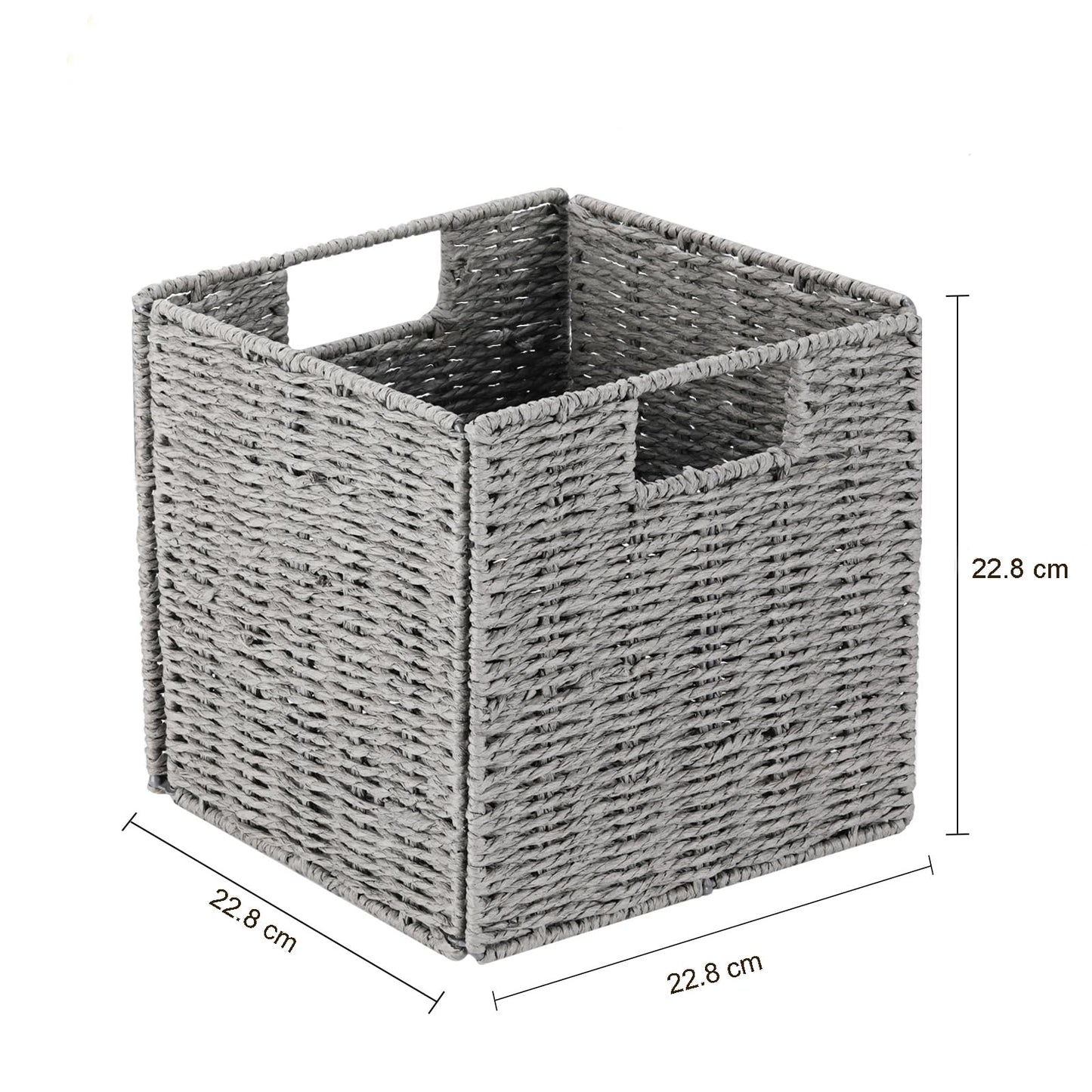 Vagusicc Wicker Storage Basket, Set of 2 Handwoven Wicker Basket for Storage, Foldable Storage Baskets Organizer Bins with Handles for Shelves