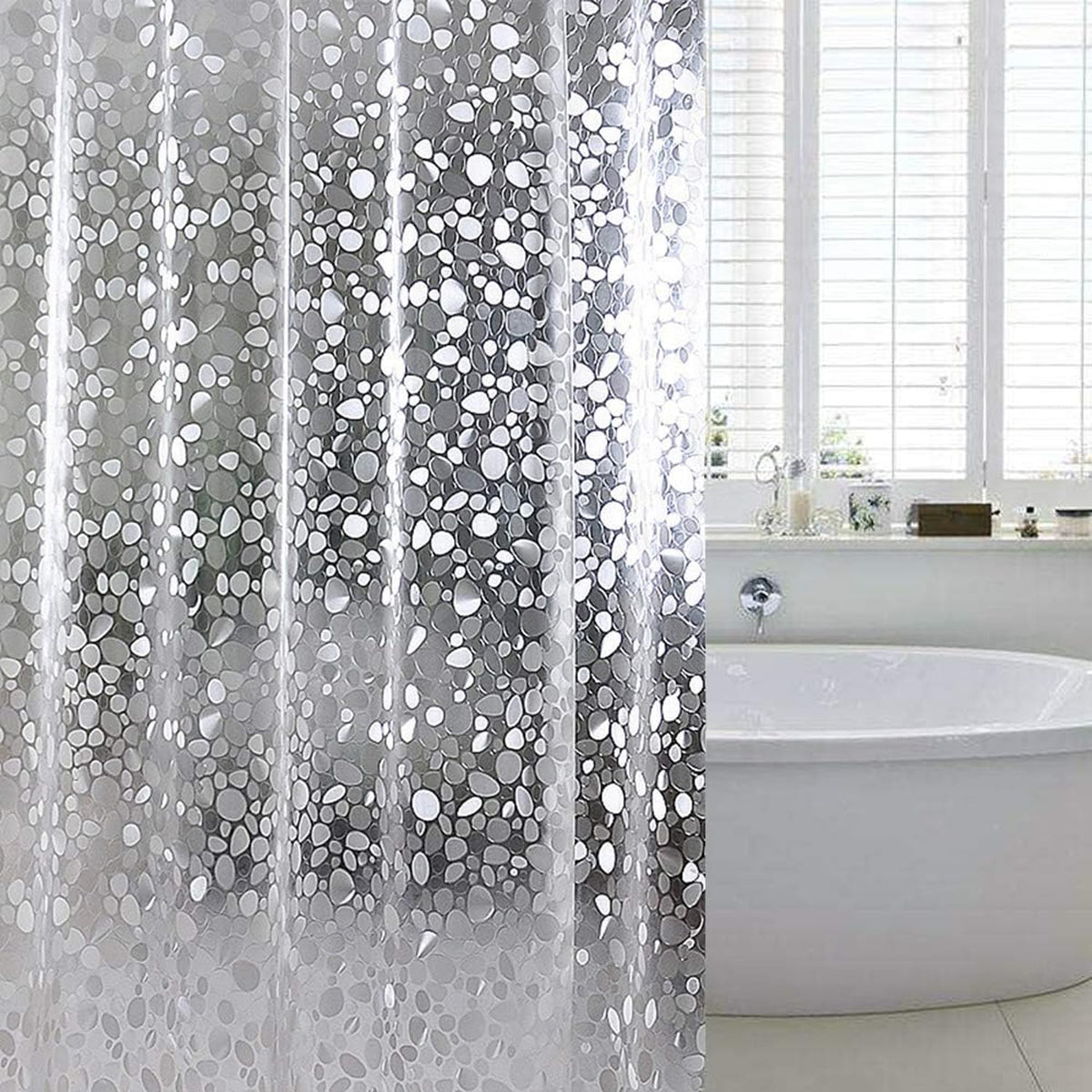 hjwanyin Shower Curtain, Long Shower Curtain Made of Mould PEVA, Stylish and Water Repellent Shower Liner for Bathroom Cobblestone, 180 * 180cm