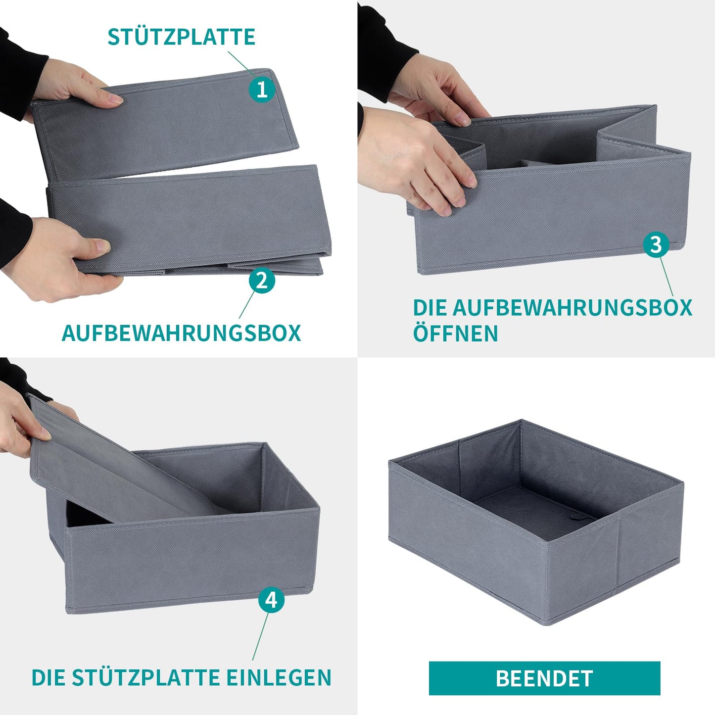 ORLISA Drawer Organiser Clothes Compatible with PAX Wardrobe 75 x 35 cm Sturdy Base, Foldable, & Robust, Set of 3, Grey