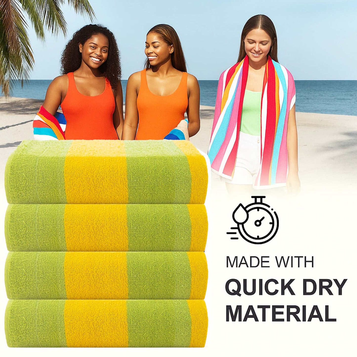 CASA COPENHAGEN Malibu beach towels, designed in Denmark, durable and hard-wearing, quick-drying, for pool, bath & shower, 76x152 cm