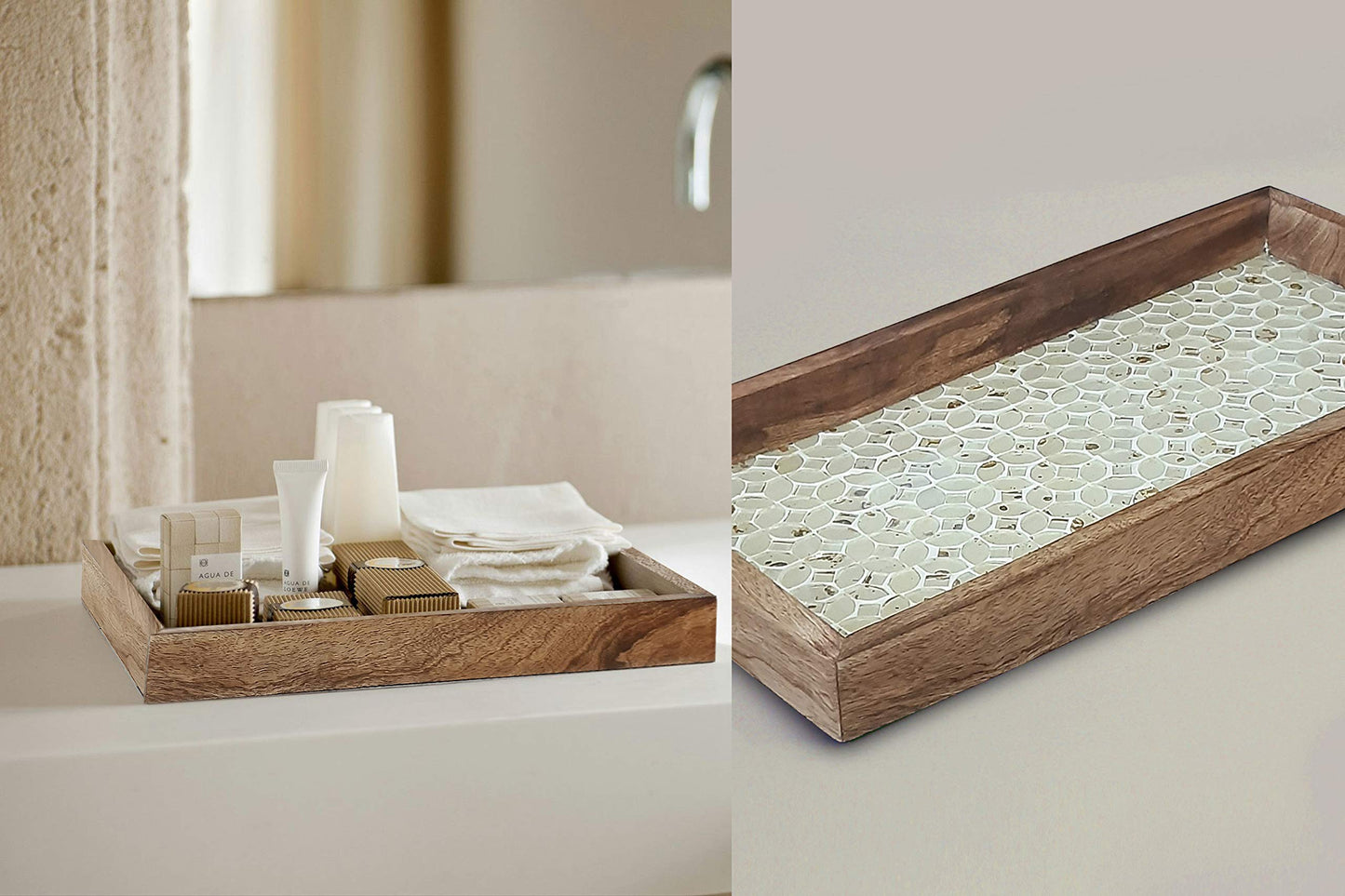 nu steel Nusteel Wooden Towel Storage Dispenser, Sturdy Holder for Cosmetic Tray-Bathroom Vanity Countertop, Gold Mosaic Finish, Stainless Steel, DAA