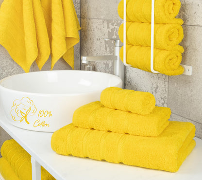American Soft Linen Premium 3 Piece Towel Set, 1 Bath Towel 1 Hand Towel 1 Washcloth, 100% Cotton Turkish Towels for Bathroom, Yellow Towel Set