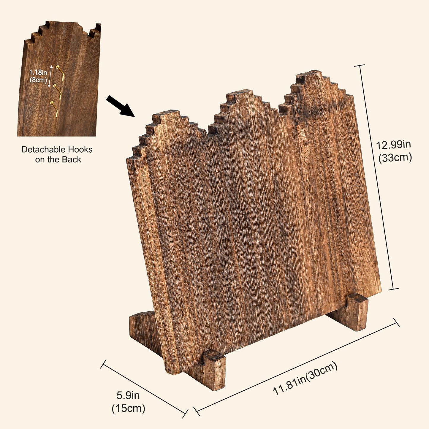 Lolalet Wooden Necklace Display Stands for Selling, Freestanding Multiple Necklaces Stands and Displays for Vendors