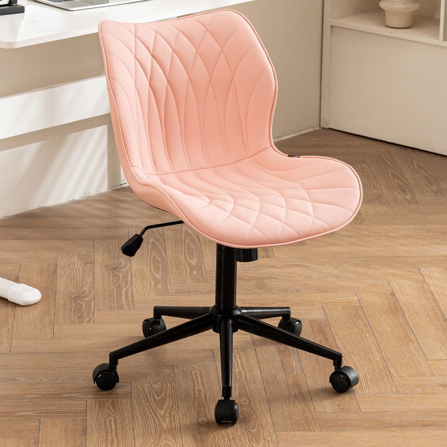 YOUNUOKE Desk Chair Adjustable Home Office Chair with Wheels, Pink