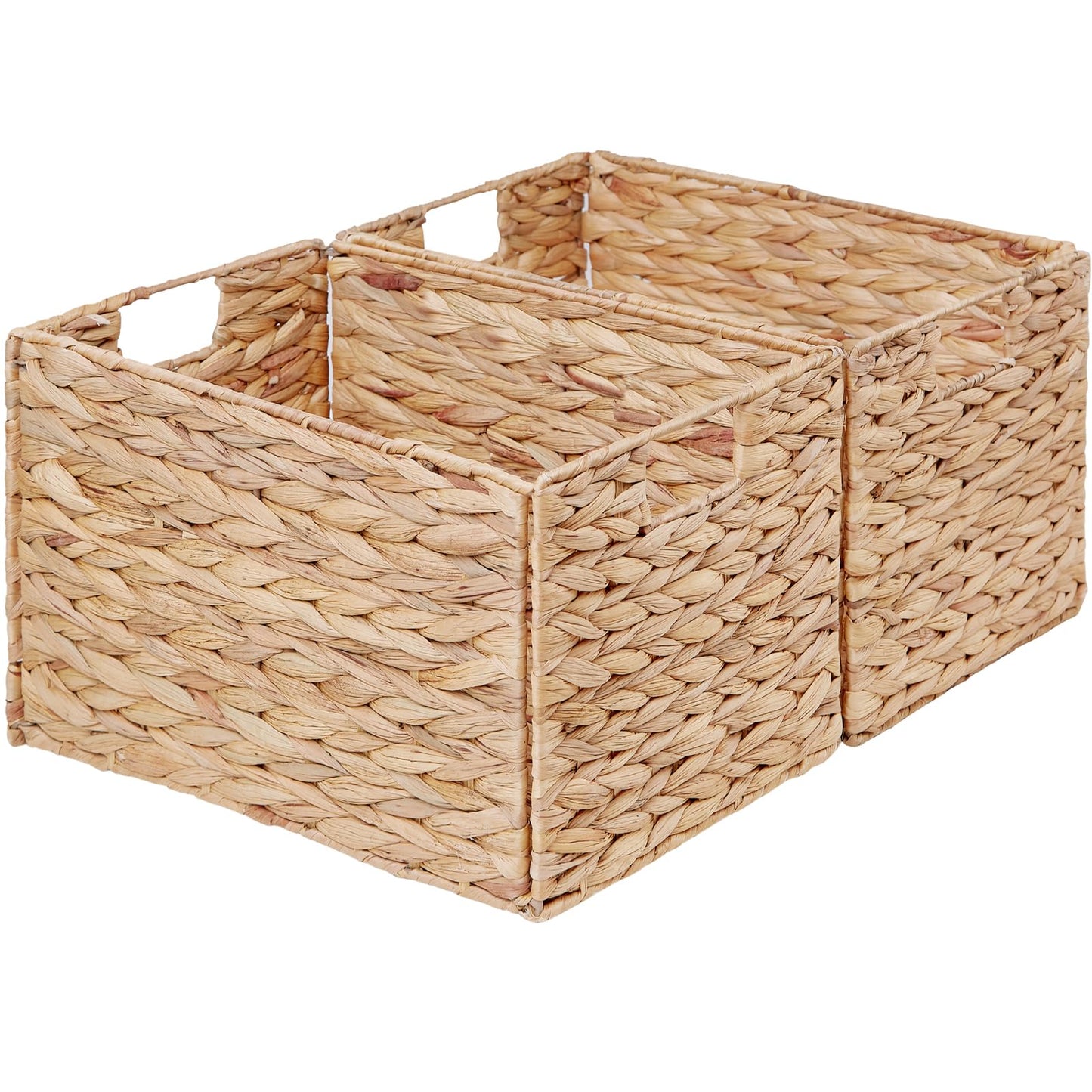 Vagusicc Water Hyacinth Wicker Storage Basket, Set of 2 Extra Large Storage Baskets for Shelves