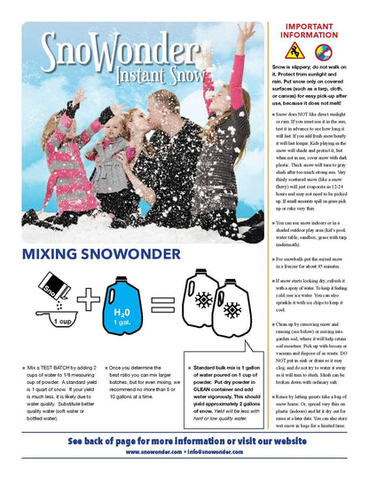 SNOWONDER Instant Snow Fake Artificial Snow, Also Great for Making Cloud Slime - Mix Makes 10 Gallons of Fake Snow