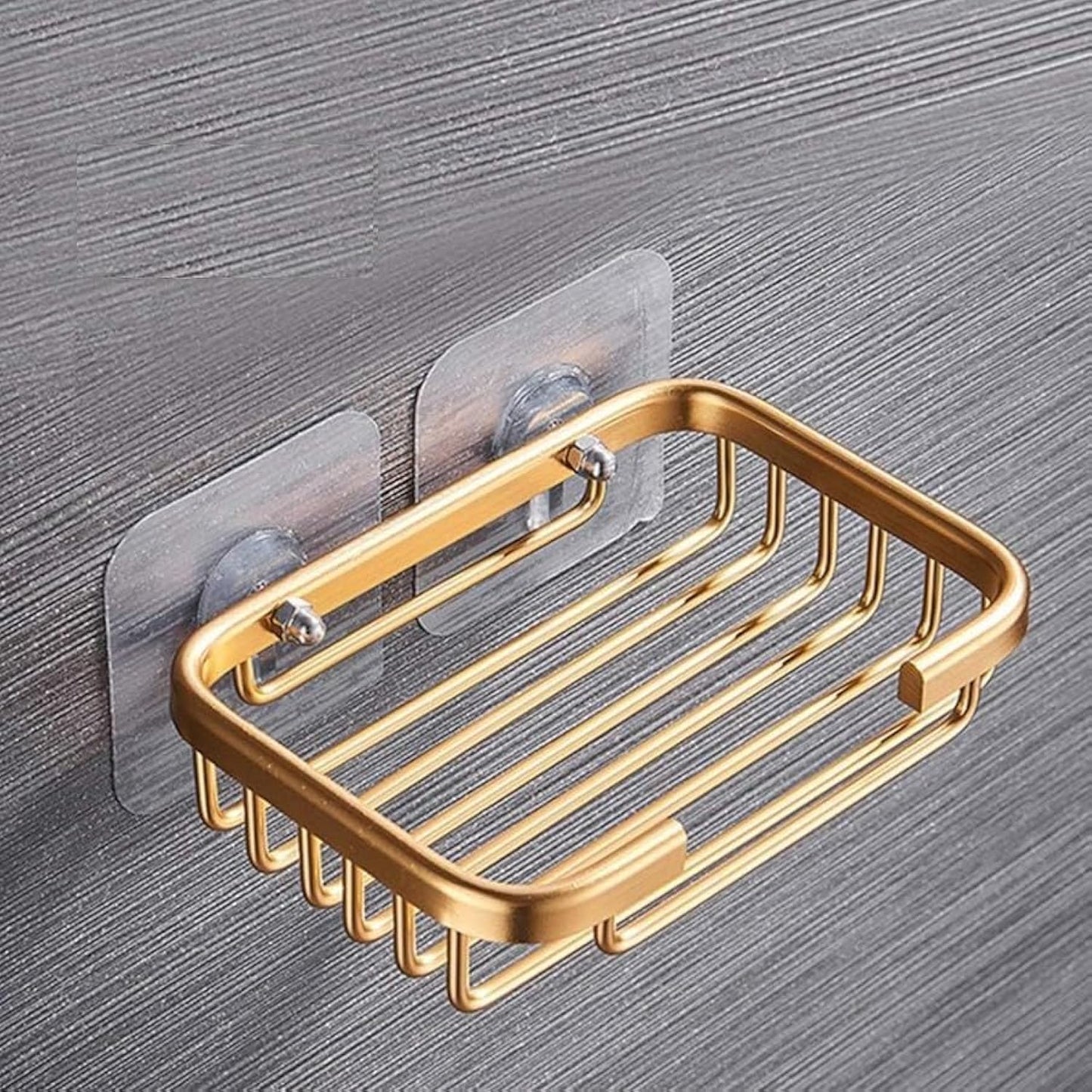 Gold Bar Soap Holder for Shower Wall,Stainless Steel Adhesive Soap Dish for Bathroom,Drill Free Soap Holder Storage Rack Soap Dishes for Home Kitchen