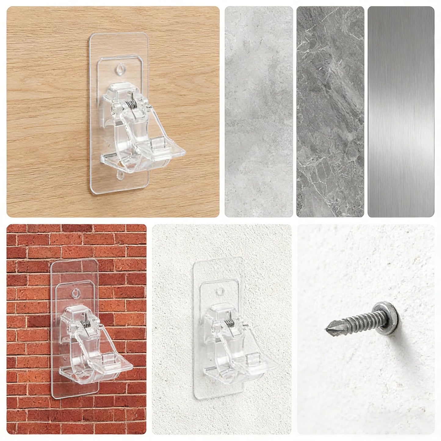 Spotzyllic 4 Pack Without Drilling Self Adhesive Curtain Hooks 4 Pack, No Drill Self Adhesive ABS Curtain Hooks - Holds 11lb