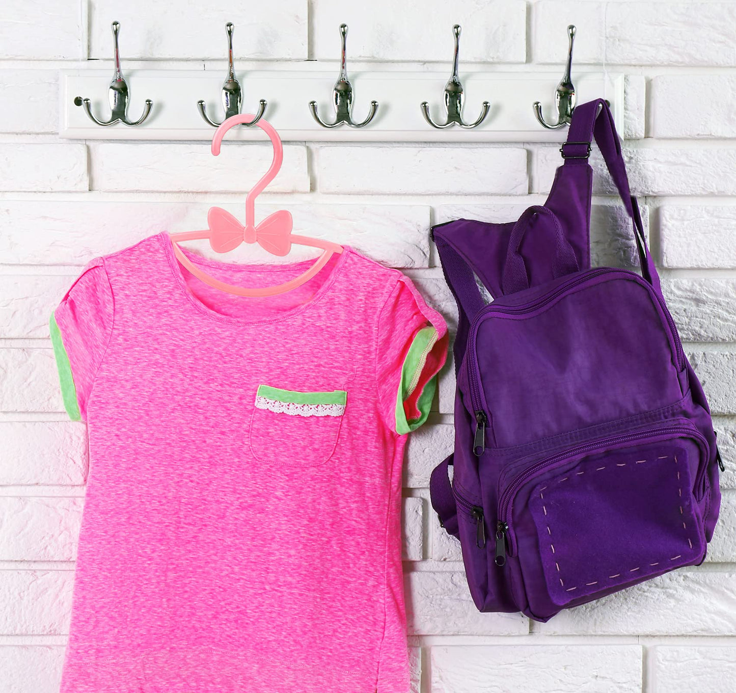 Homewit 40 Pack Baby Coat Hangers with Bows Pink, Non-Slip