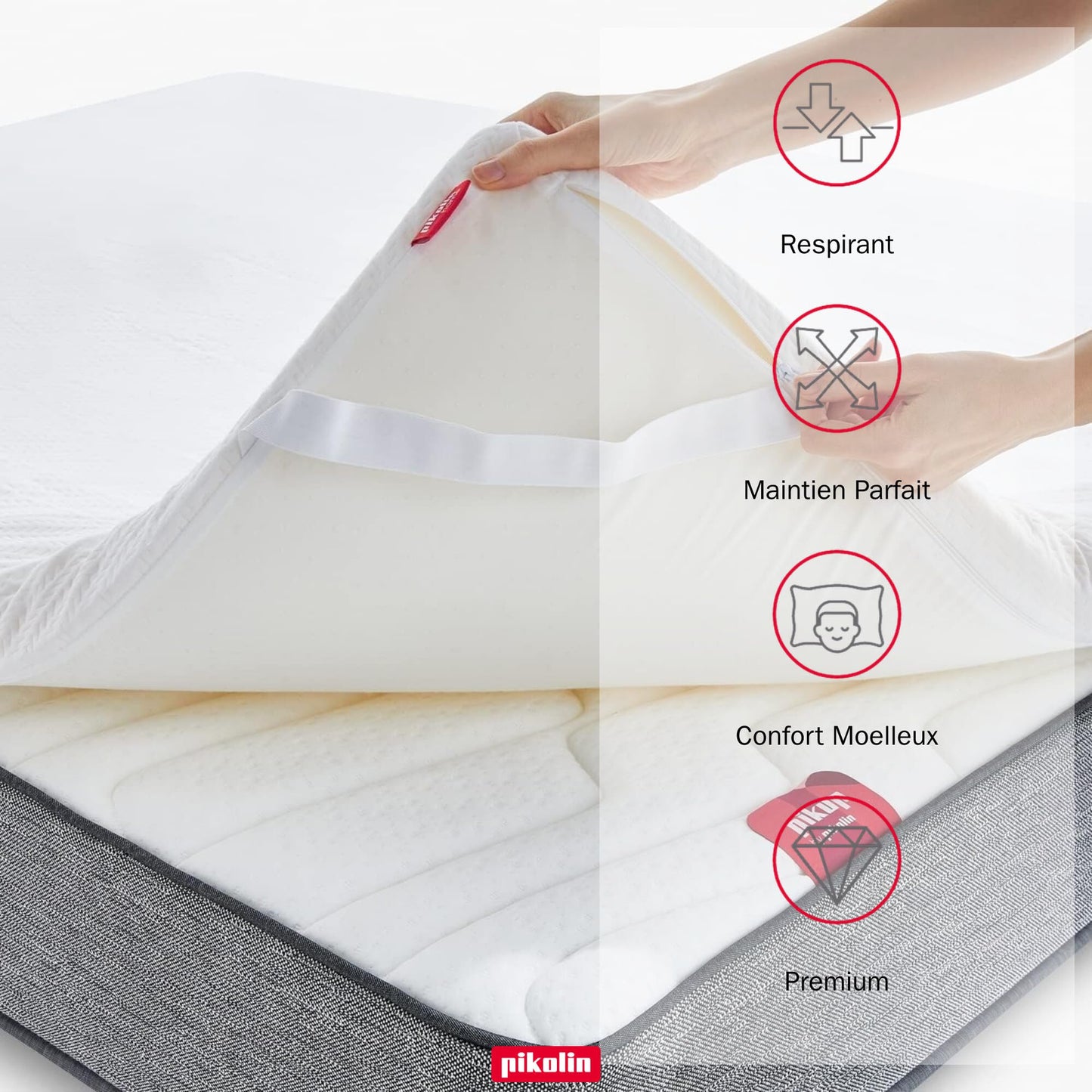 Pikolin Home Visco Elastic Hotel Topper Multiple Zone Mattress Topper 7 cm Thickness for 160 cm Beds, Removable and Breathable
