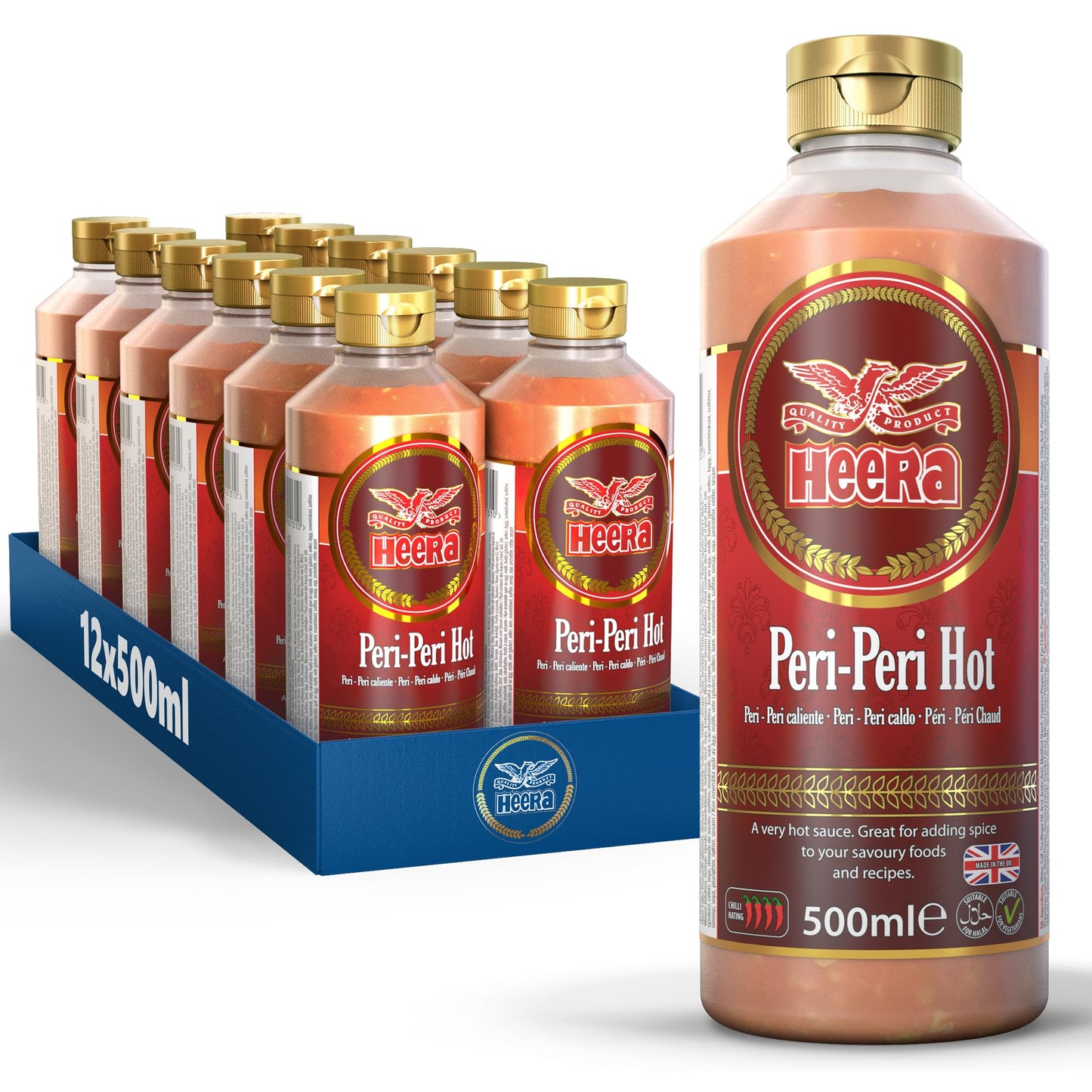 Heera Peri Peri Hot Sauce, 500 ml, Pack of 12
