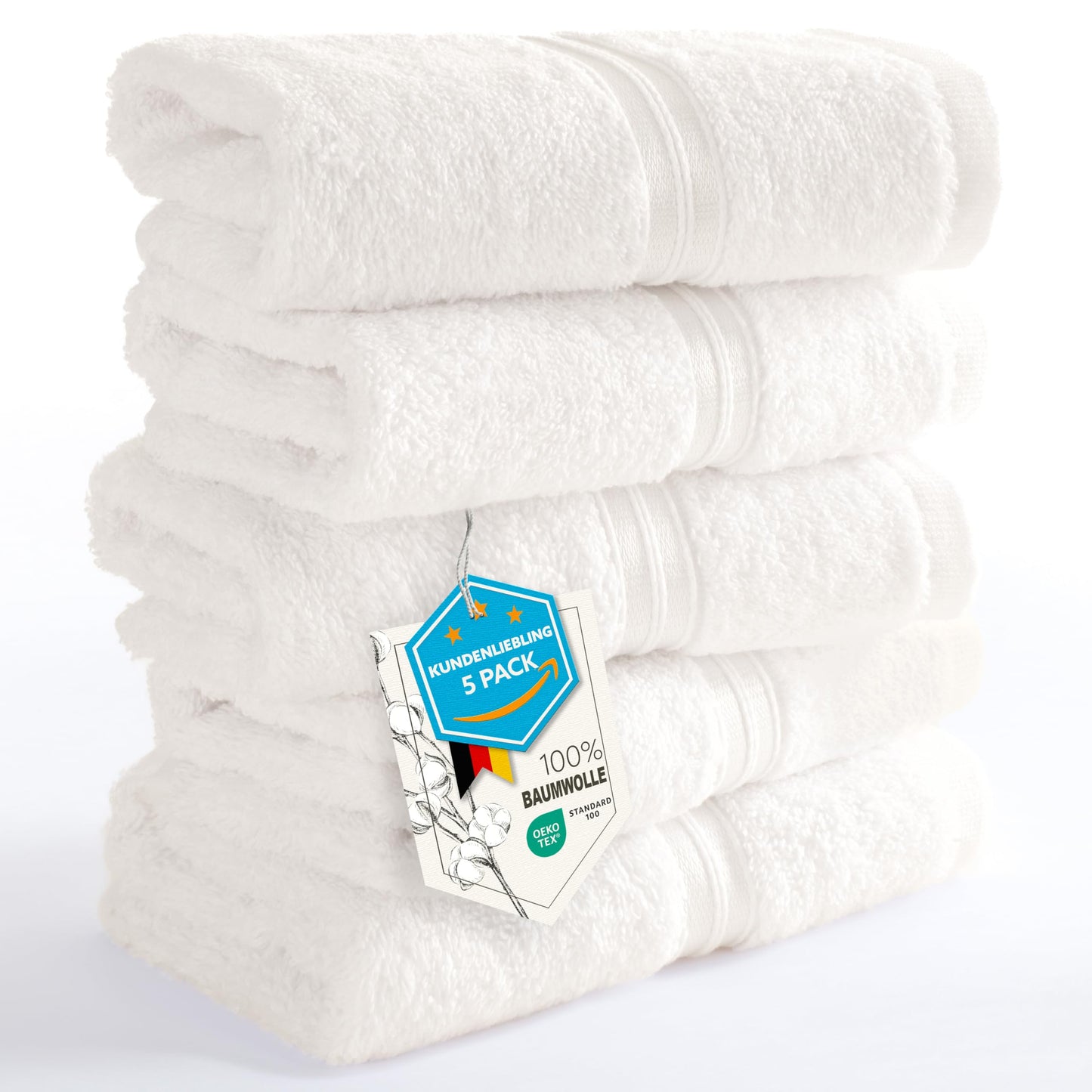 Hammetex Guest towels 5-piece Set 30x50cm, 100% Cotton Terry Cloth