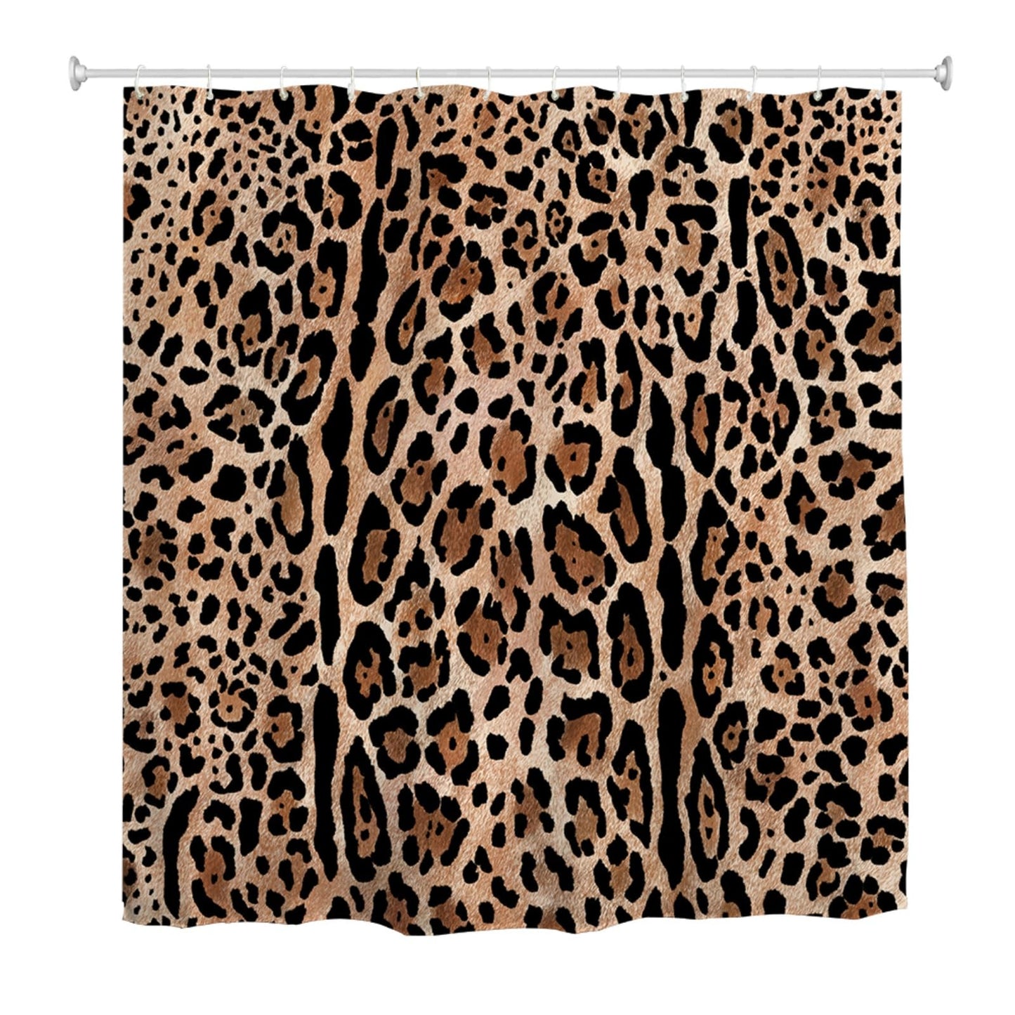 goodbath Leopard Print Shower Curtain 180x180 cm, Animal Pattern Cheetah Shower Curtains for Bathroom, Waterproof Fabric Bath Curtain with Hooks
