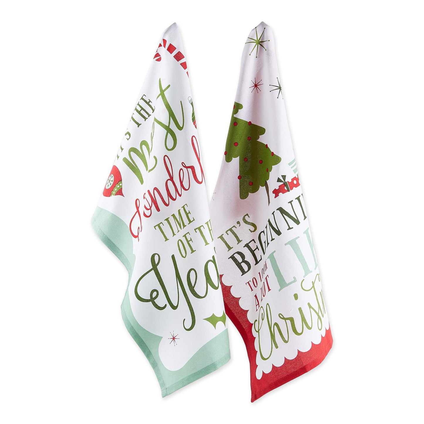 DII Holiday Kitchen Towel Set, Christmas Tea Towels for Baking, Cooking & Entertaining 18x28, Holiday Sayings, 2 Piece
