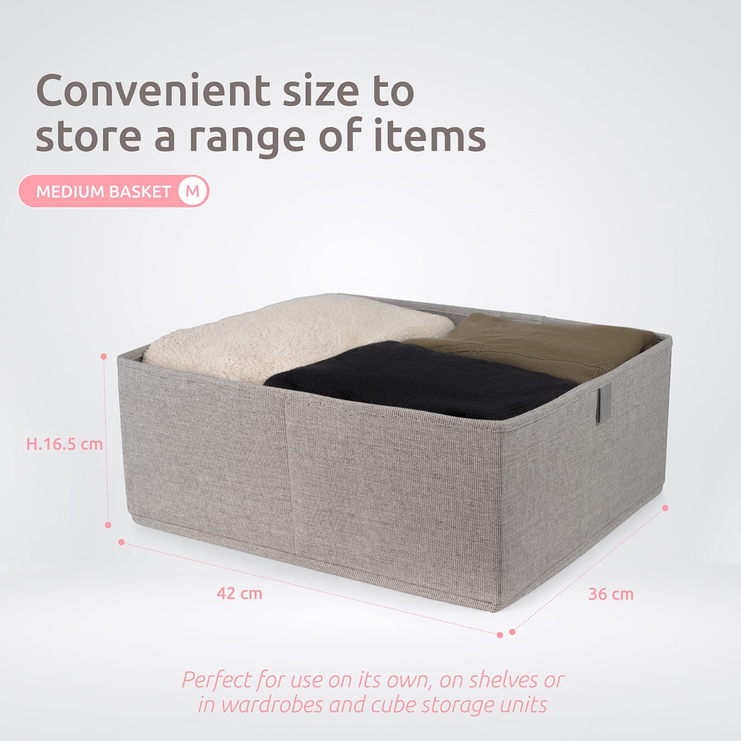 Compactor Oxford Large Drawer Organizer - Grey, 42X36X16.5 cm, Oxford Fabric and Cardboard, Sku: RAN10732