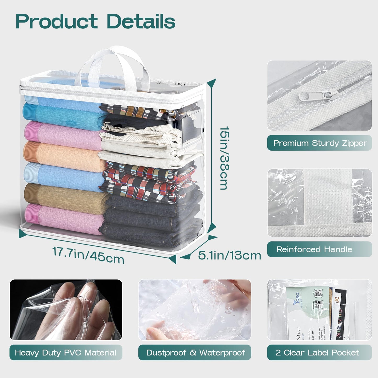 Clothes Storage Bags Foldable Storage Bag, 22L Clear Storage Bags for Clothes, and Blanket Storage Bag for Bedding, CDs, Blankets, Comforters