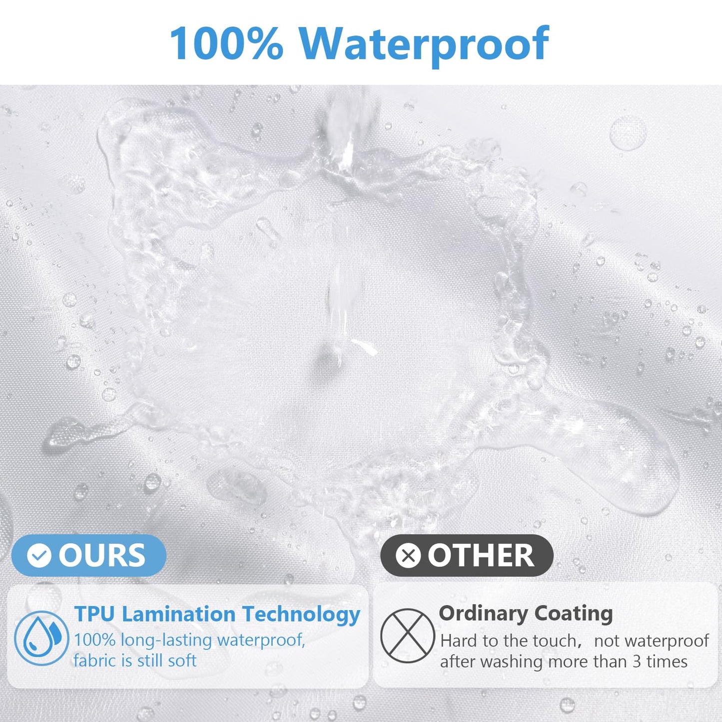 PILOTSHARK 120GSM Ultimate Waterproof Fabric Shower Curtain Liner-TPU Lamination Technology with 3 Magnets,Machine Washable,180x196.5 Inch Soft Cloth