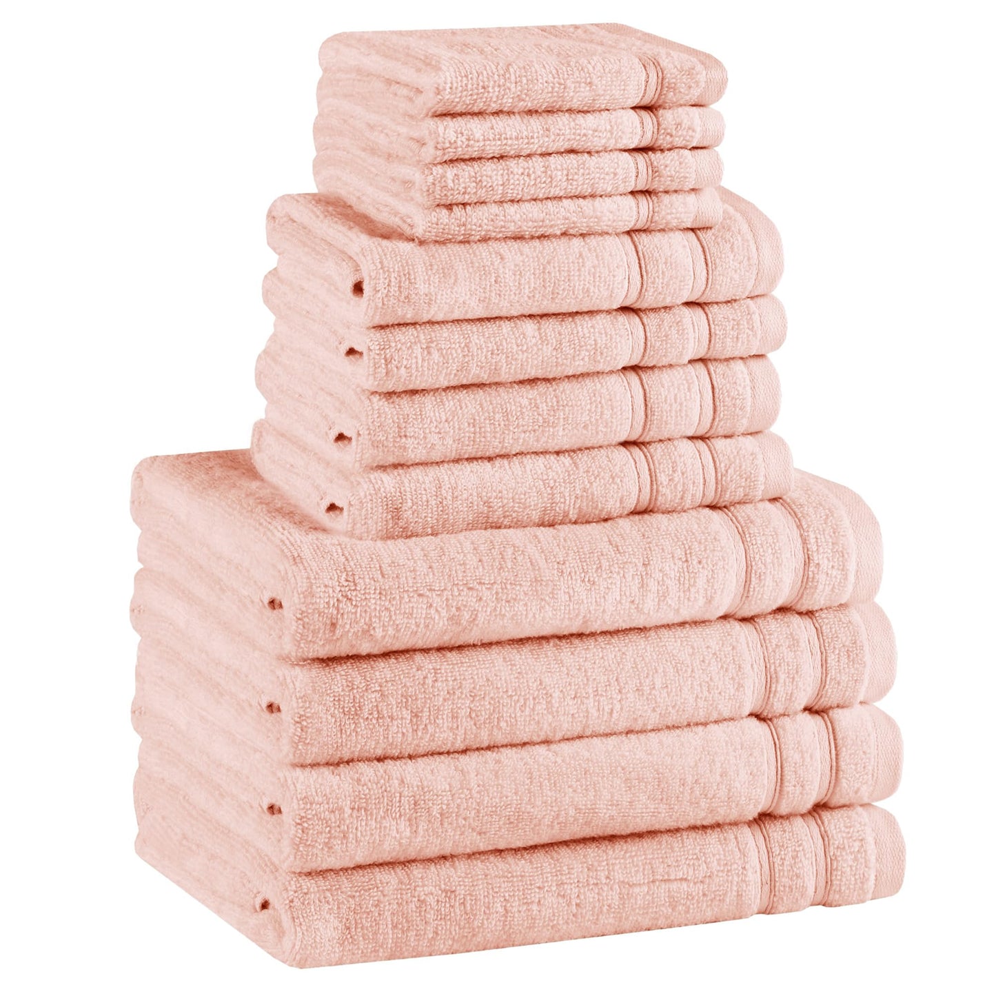 Comfort Spaces Towel Set for Bathroom 12 Piece Luxury Bath Towel Set 4 Hand Towel for Bathroom 4 Washcloth 4 Large Bath Pink Towel Sets 100% Cotton