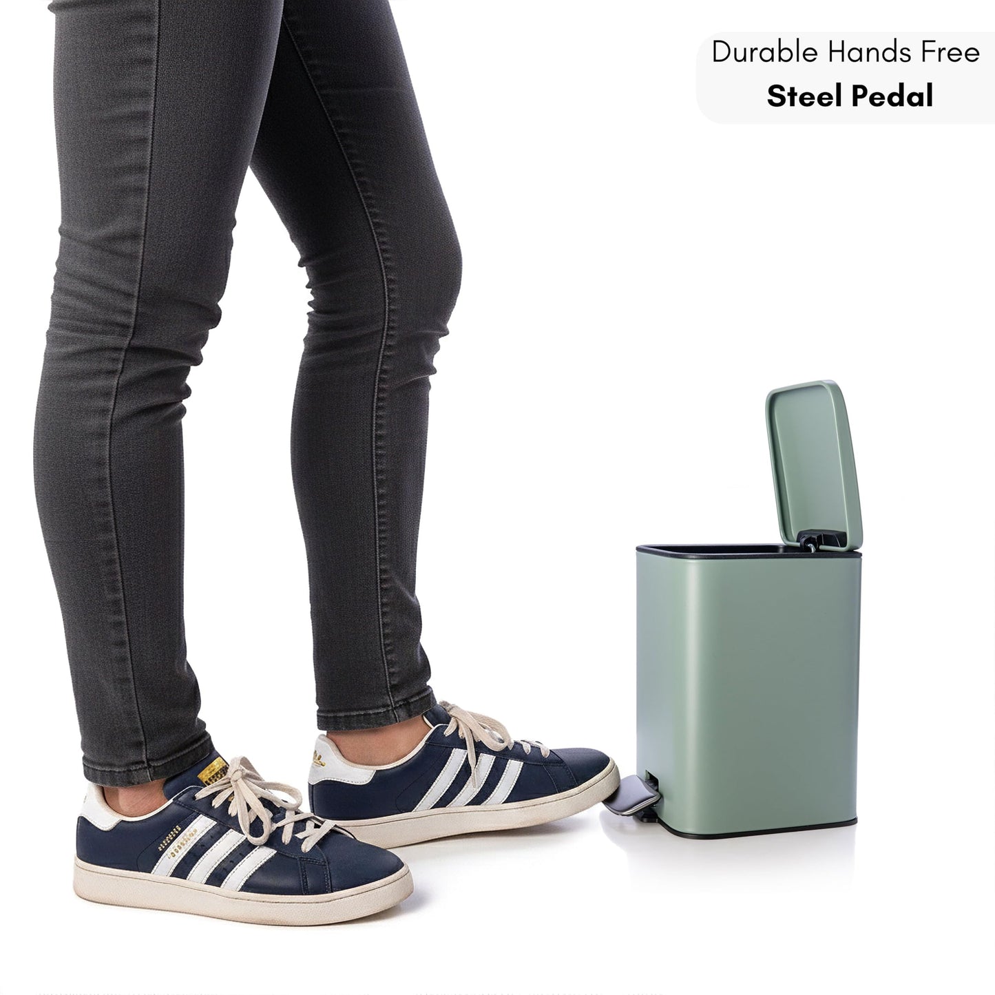 Erreke Bathroom Pedal Bin 3L, Green, Removable Inner Bucket, Modern Design