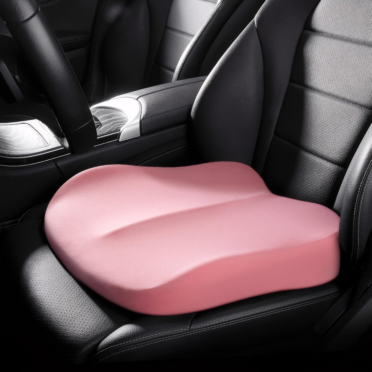 Accmuzzy Car Seat Cushion,Memory Foam Adult Car Booster Seat Cushions for Driving,Soft Comfort Driver Cushion for Height,Car Booster Seat for