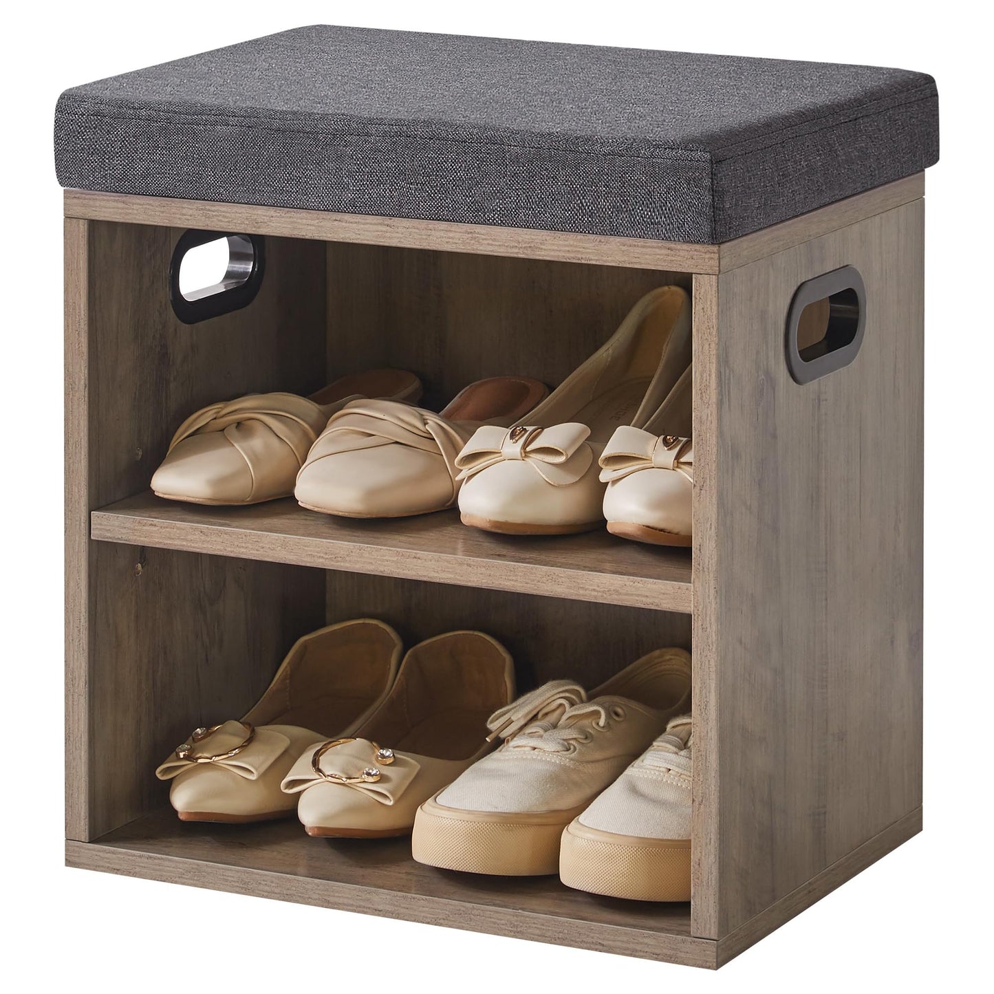 YMYNY Small Shoe Storage Bench with Cushion, Silver Gray HBD028Y