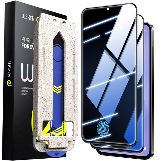 WSKEN for Samsung Galaxy S25 FE Privacy Screen Protector - [Auto Dust-Elimination] [24?Anti Spy] Full Coverage 9H+ Hardness Tempered Glass