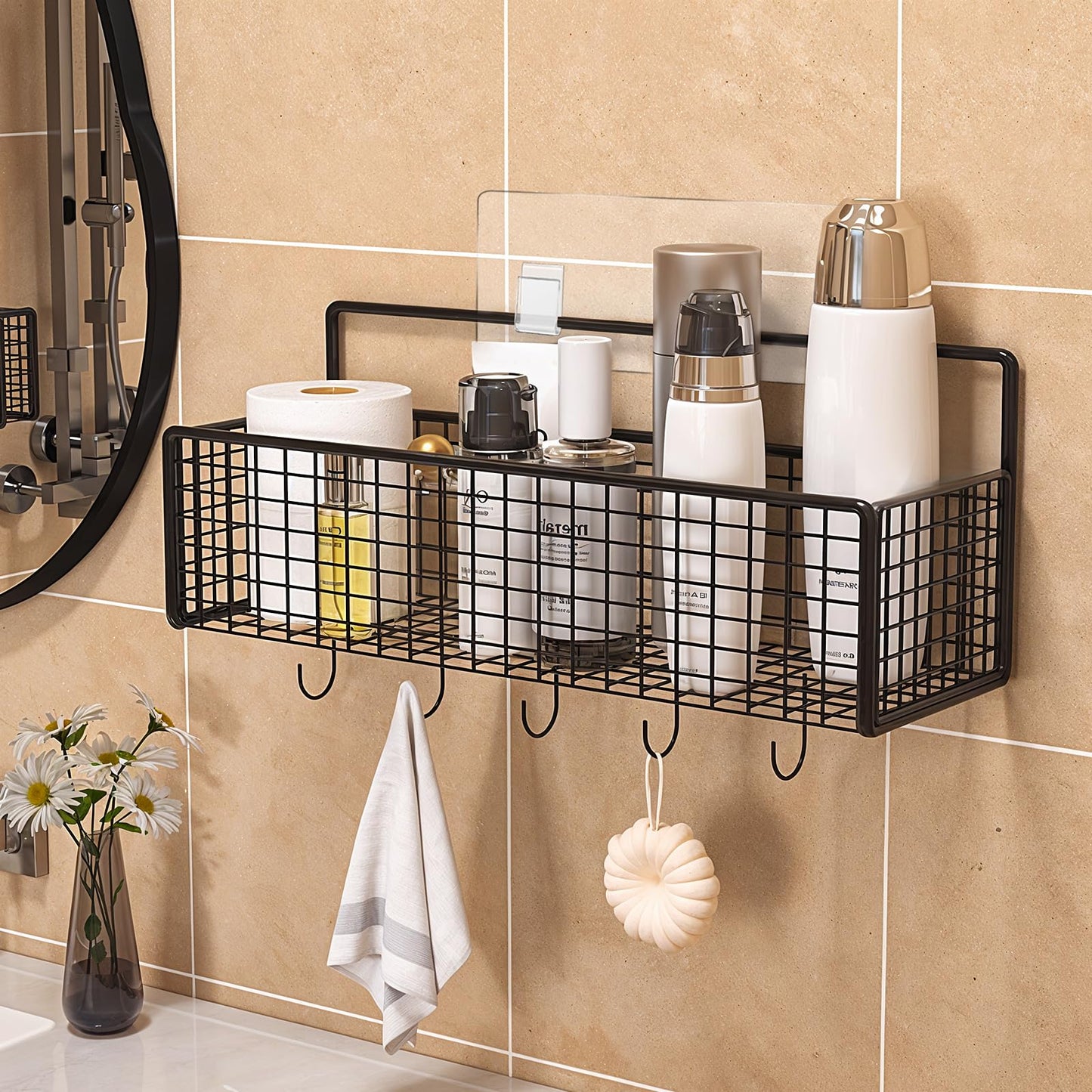 8 Pack Shower Caddy Hook, Clear Adhesive Replacement - No Drilling Waterproof Wall Strong Strips for Corner Storage, Bathroom Shelves and Kitchen Rack