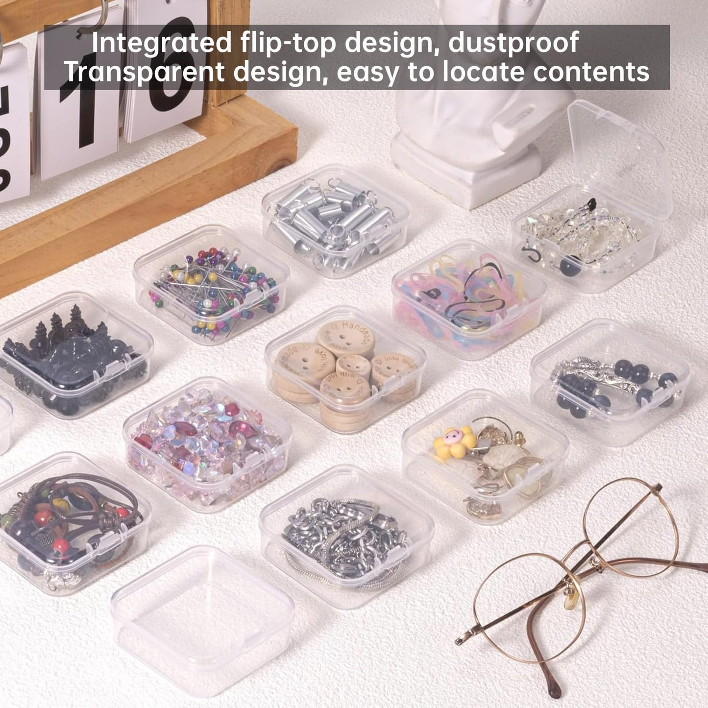 UNINGYI Bead Organiser Storage Box, Small Storage Boxes with Lid (Small)