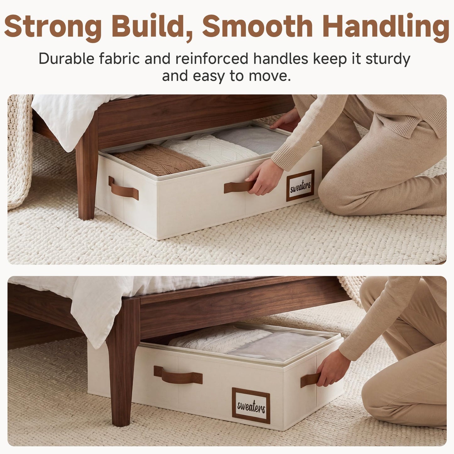 StorageWorks Underbed Storage Boxes with Lids, Under Bed Containers for Bedroom Accessories Organising Clothes Bedding