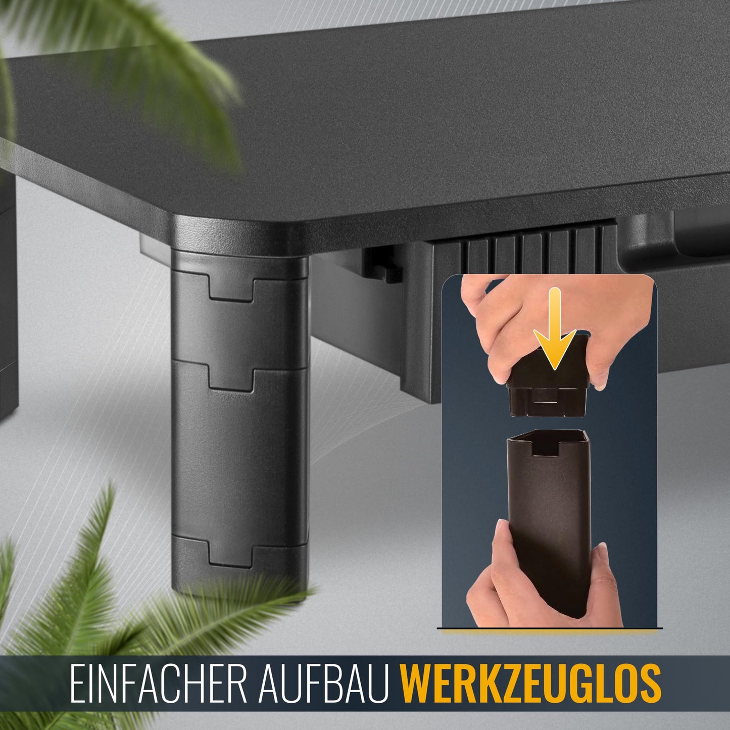 RICOO Monitor Desk Top 48 x 10 x 30 cm Black Screen Riser with Drawer - WM9