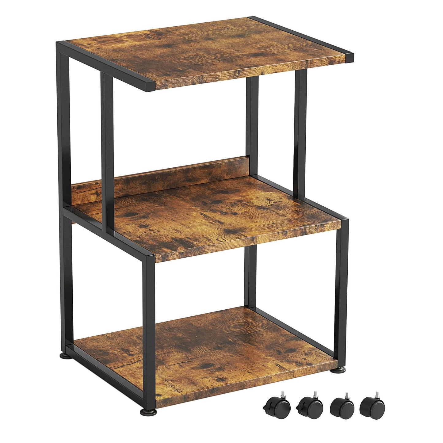 CAIYUN 3 Tier Printer Stand, Heavy Duty Printer Table with Wheels, Rolling Printer Cart with Storage Shelf, 3D Printer for Home Office, Heat Press