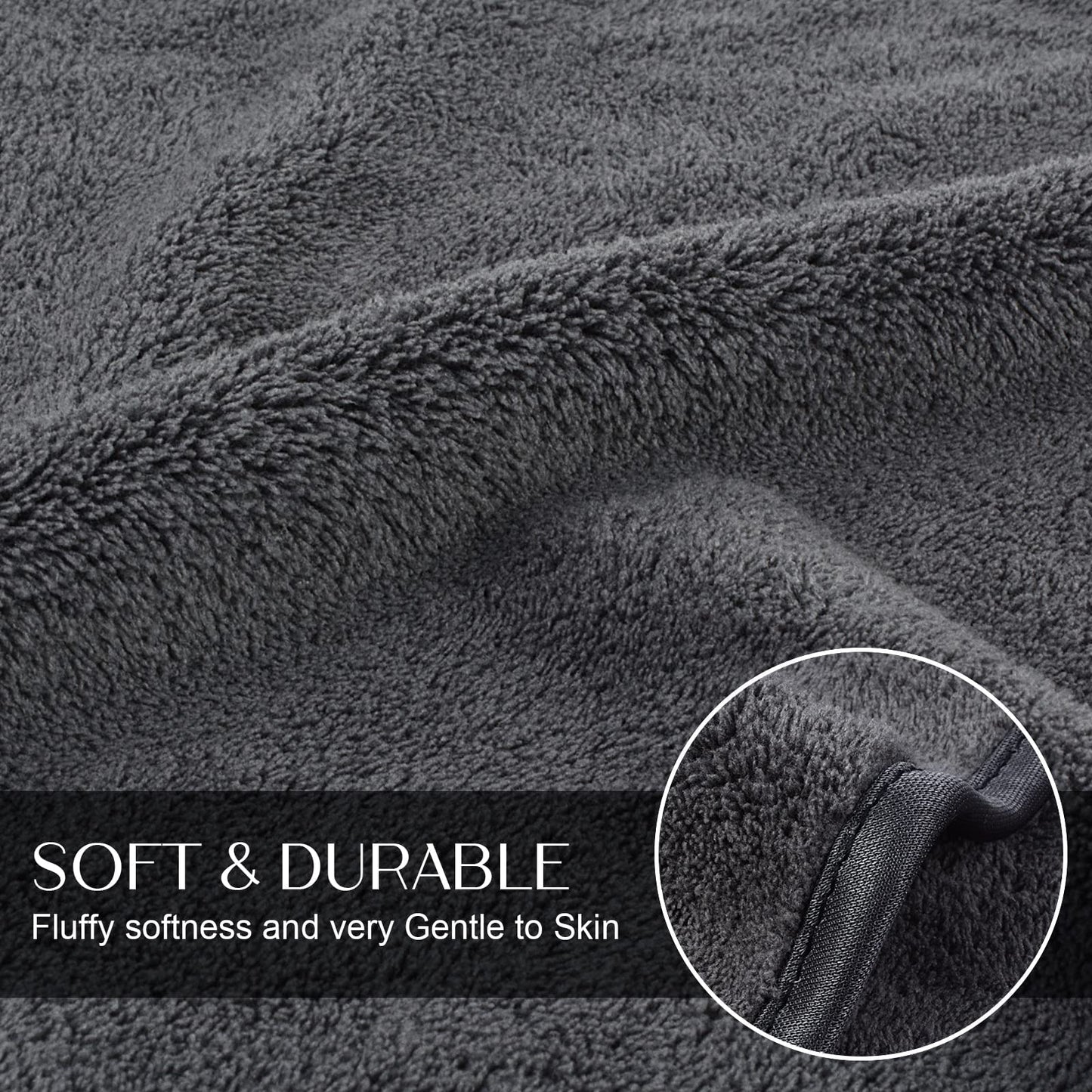 KinHwa Microfibre Hand Towels for Bathroom Super Soft Absorbent Bathroom Towels 40x76 Cm Luxury Thick Quick Dry Bath Towel 2 Pack Dark-Grey