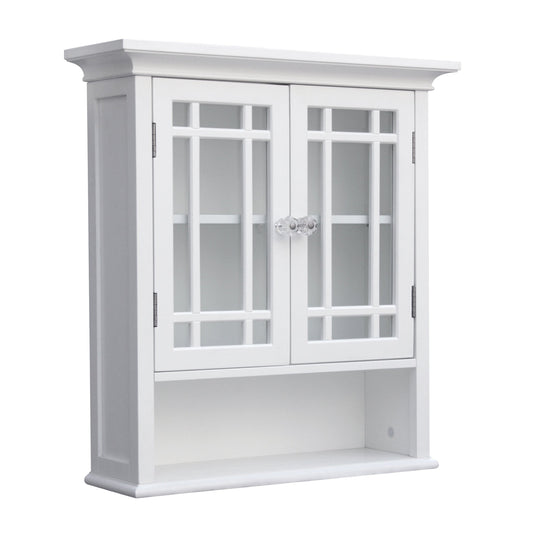 Teamson Home Bathroom Neal Wooden Wall Cabinet 2 Doors White 7473