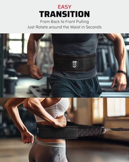 THEFITGUY Belt for Pulling, Strength Training, Adjustable Closure, 2 Straps & 4 Hooks Included