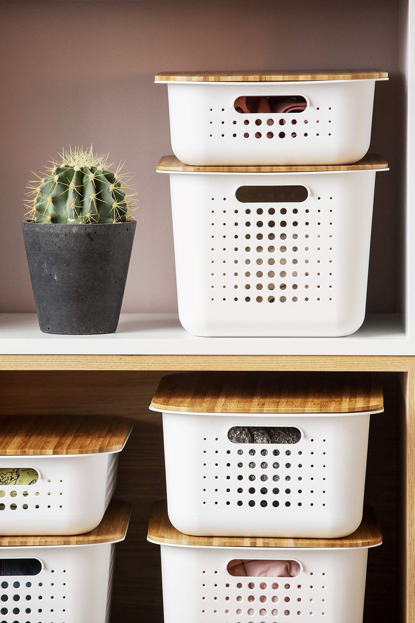 SmartStore Basket Bamboo lid - One size lid - Fits SmartStore Recycled Baskets: 6L, 10L, 13L - Sustainable, Stackable and Nestable