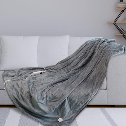 Schallen Grey Soft Heated Warm Throw Over Blanket with Timer and 10 Heat Settings 120x160cm