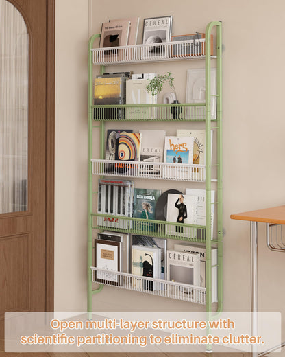 UMDONX Narrow Metal Storage Shelf Behind Door Book Organiser 5 Tier