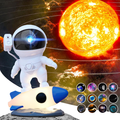 MERTTURM Astronaut Galaxy Planetarium Projector, Star Starry Sky Light Projector with HD 13 Film Discs/Timer Rocket Night Light/360Adjustable Focus