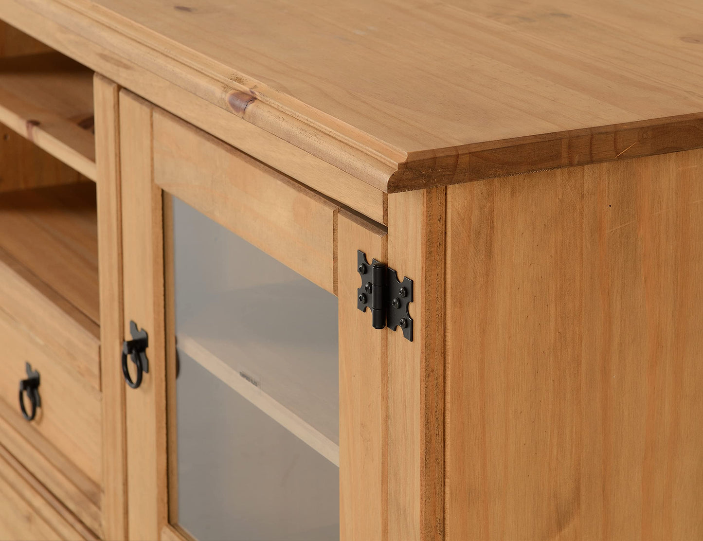 Seconique Corona Entertainment Unit in Distressed Waxed Pine/Glass
