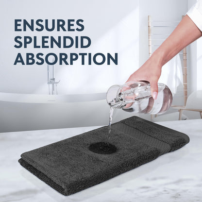 White Classic Luxury Grey Hand Towels, 100% Cotton Bathroom Charcoal Hand Towels Set of 6, Hotel Towels Extra 40x76 cm