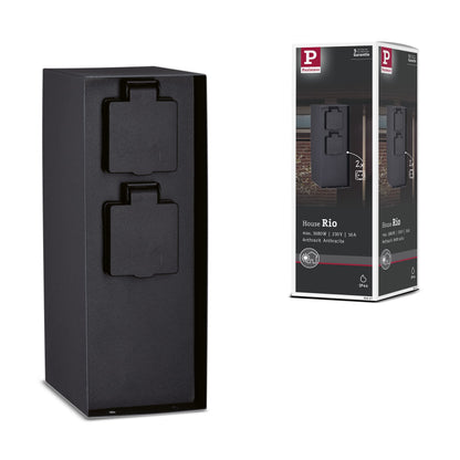 Paulmann Rio 94657 Outdoor Light Socket Column Double IP44 Square Max. 3,650 W Anthracite Power in Garden Metal Distributor