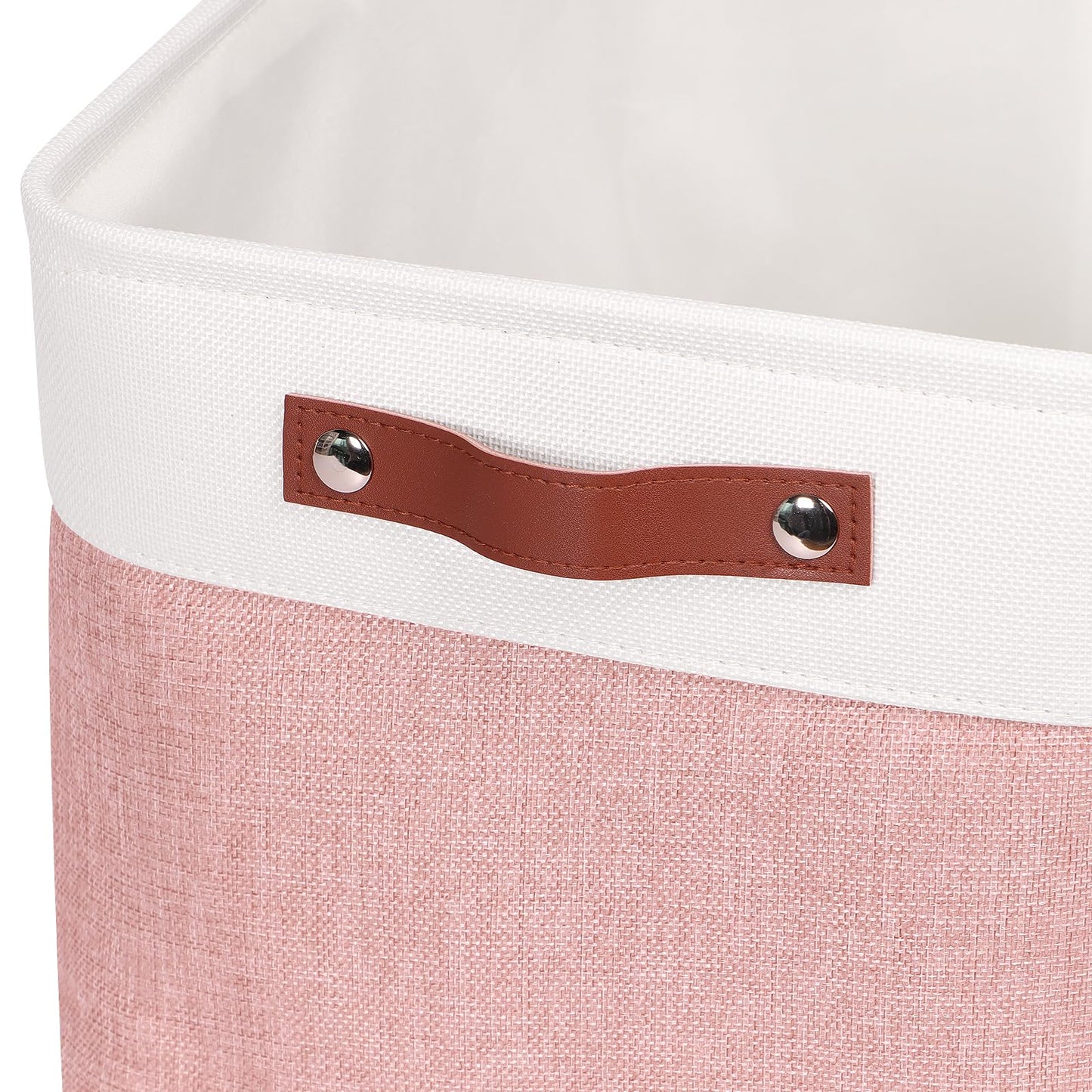 Syeeiex Large Storage Baskets for Shelves with Leather Handle, 3 Pack