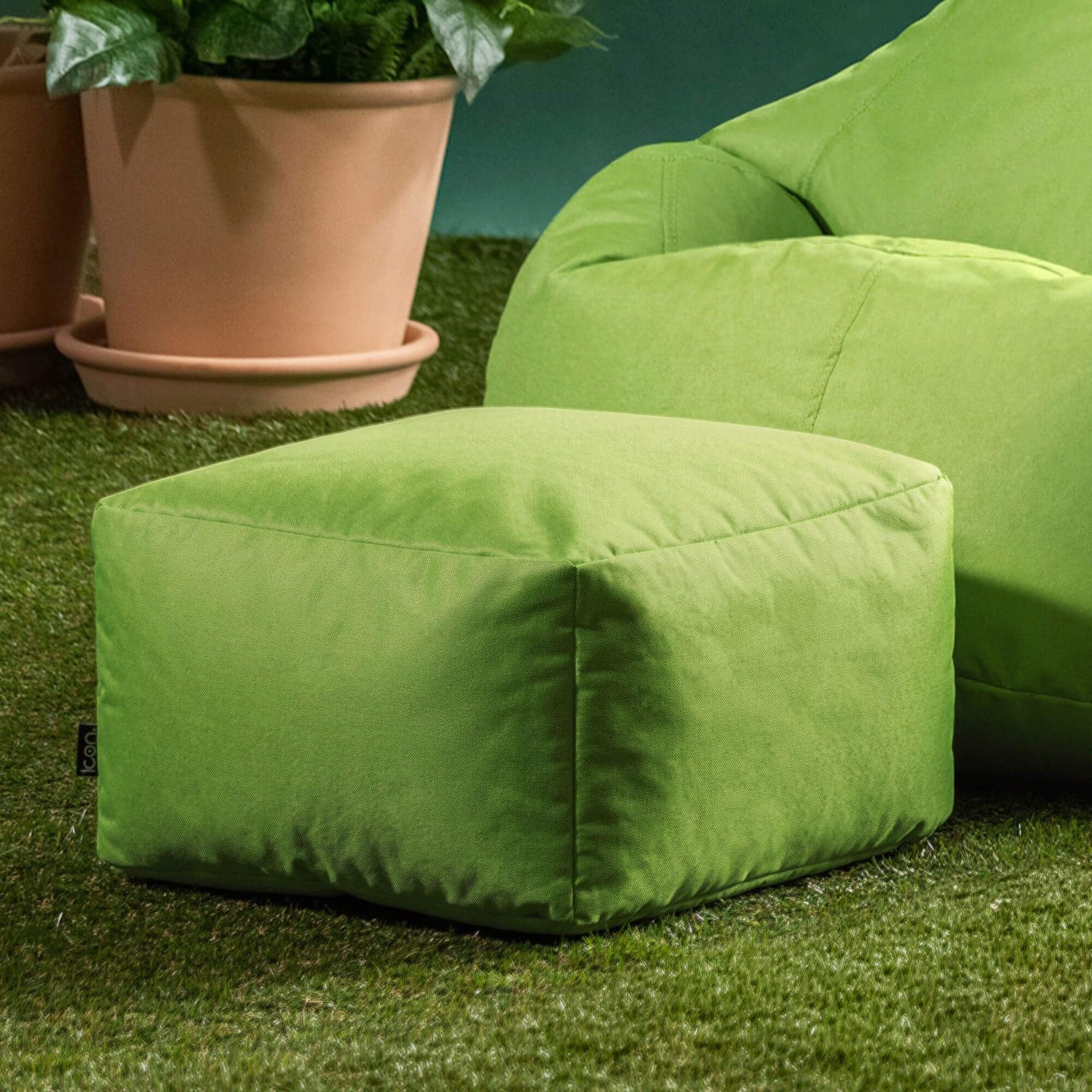 Bean Bag Bazaar Kingston Outdoor Bean Bag & Footstool with Filling, Green