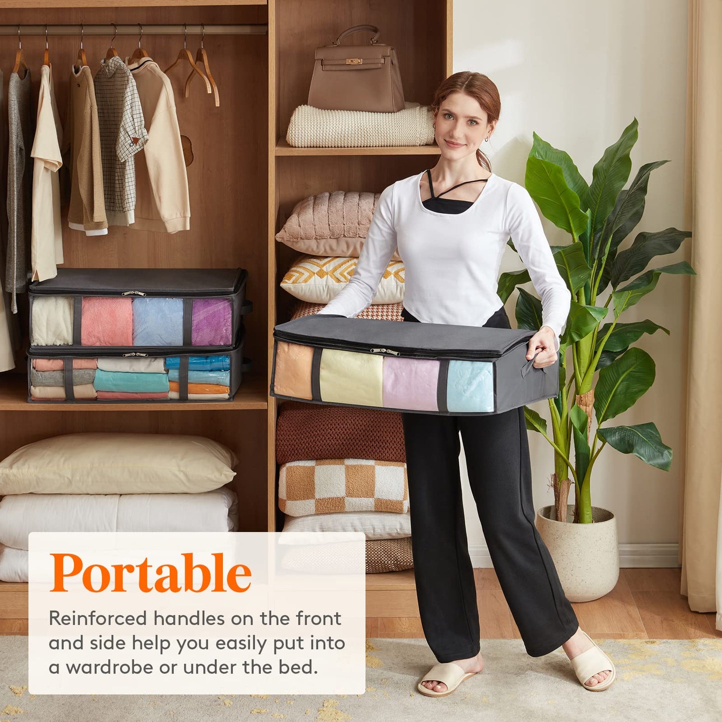 Lifewit 3 Pack Under Bed Storage,40L Clothes Storage Bags with Clear Window